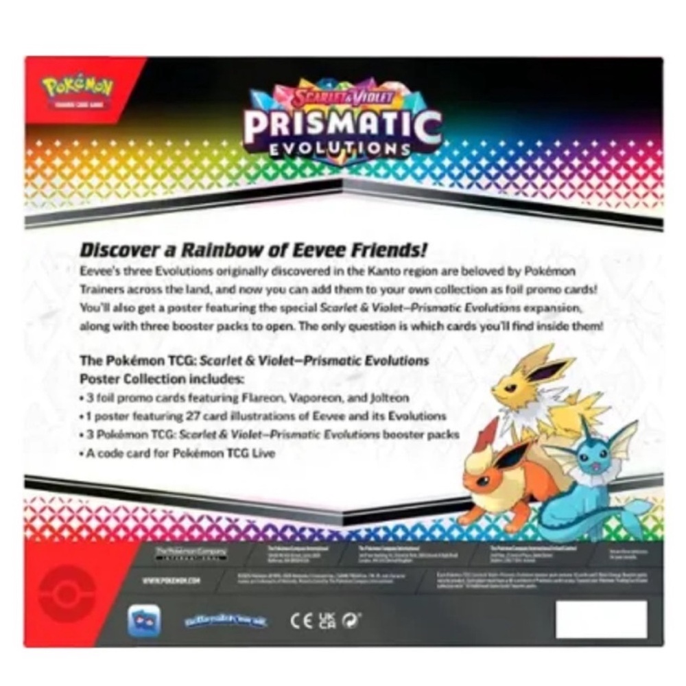 New! Pokemon TCG Scarlet & Violet 8.5 Prismatic Evolutions Poster Collection - Picture 4 of 11